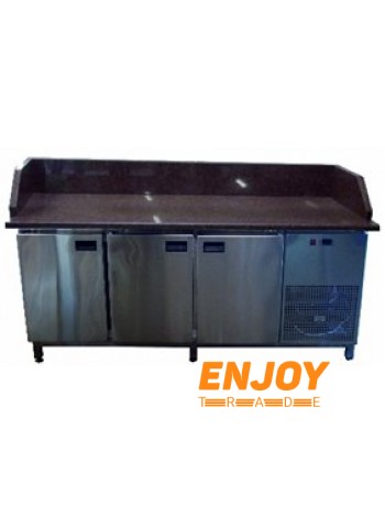 Холодильный стол 1860х700х850 (3 двери) 3 борта, гранитная столешница